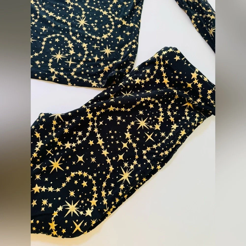 Posh Peanut Gold/Black Calypso Classic Pajama Set Size 9/10 - Picture 4 of 7